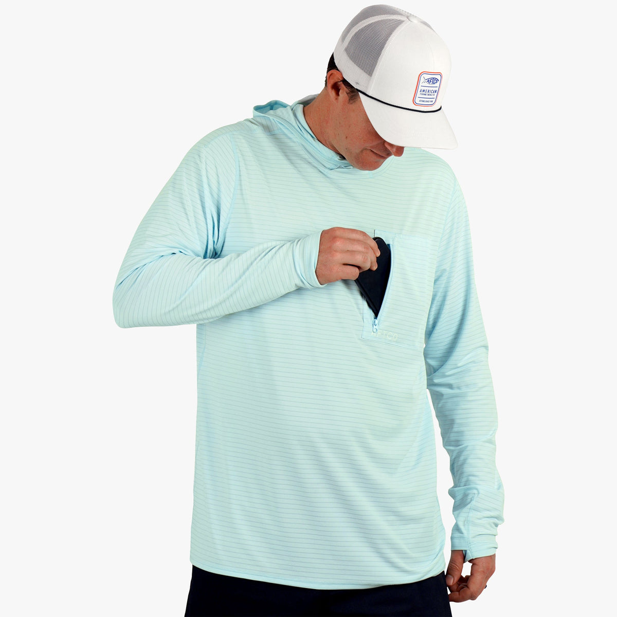 Mens AFTCO Channel Hooded Performance Shirt