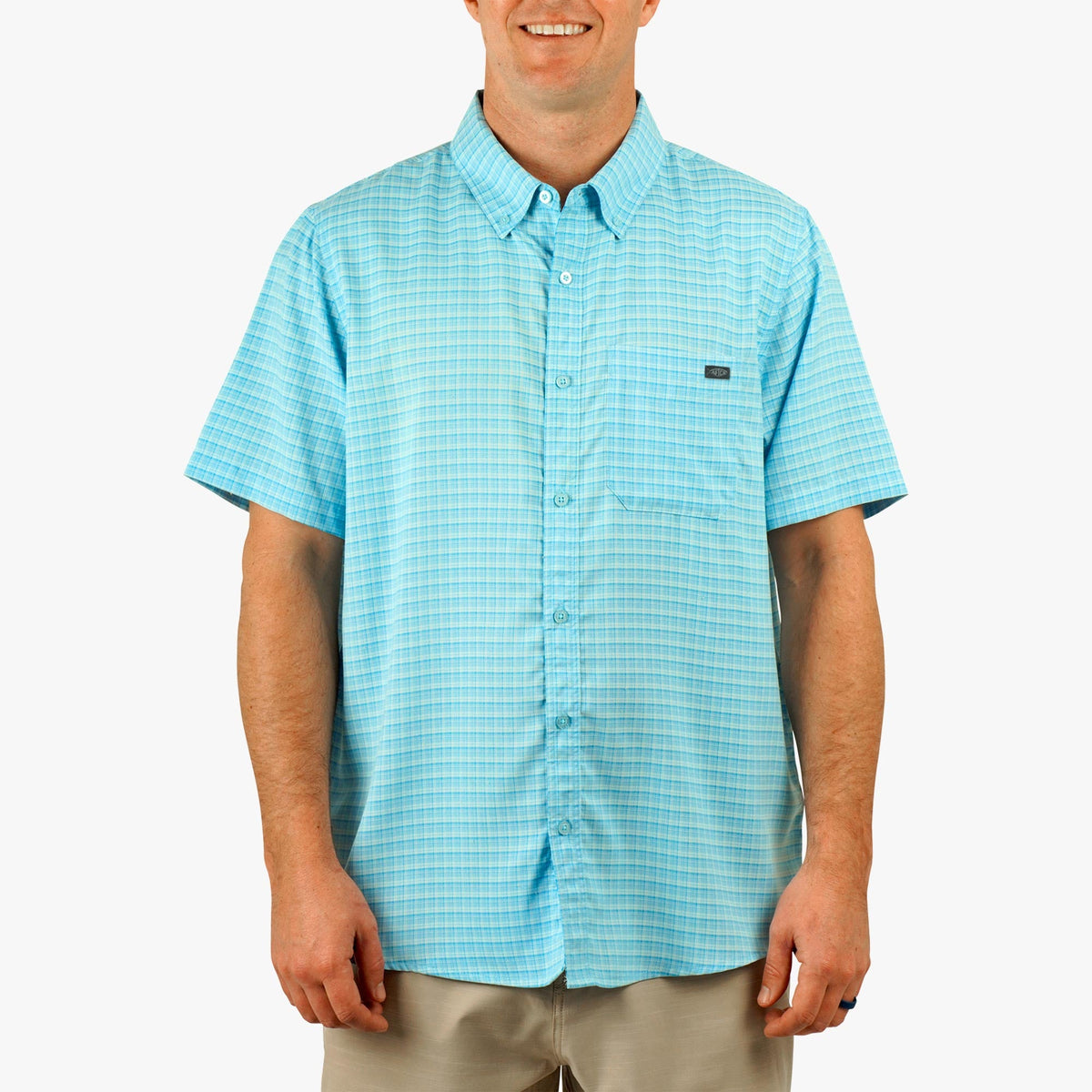 Mens AFTCO Dorsal Short Sleeve Button Down Shirt