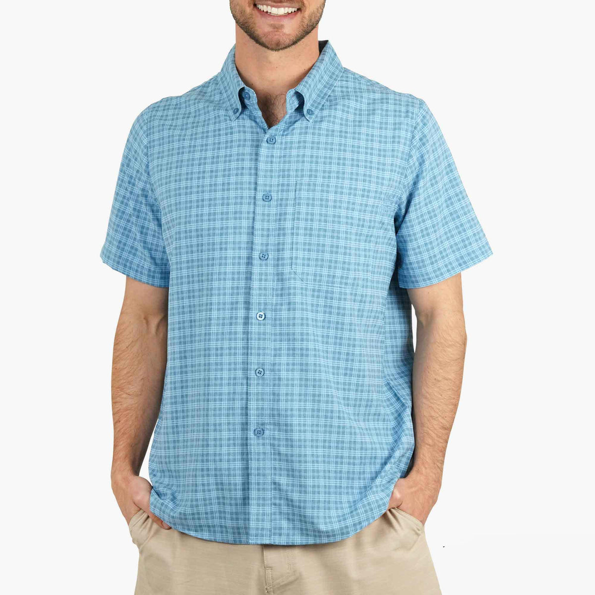Mens AFTCO Dorsal Short Sleeve Button Down Shirt