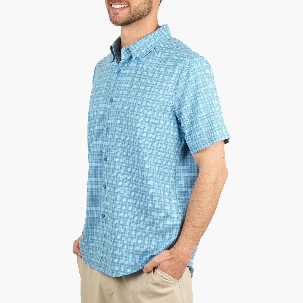Mens AFTCO Dorsal Short Sleeve Button Down Shirt