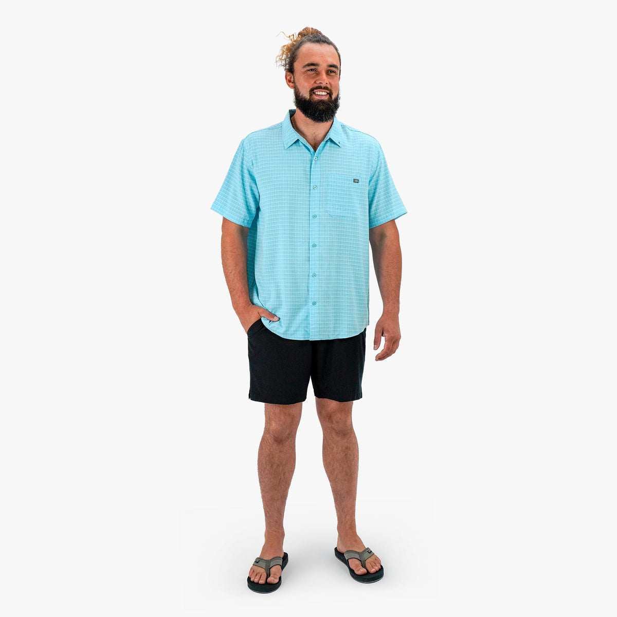 Mens AFTCO Dorsal Short Sleeve Button Down Shirt