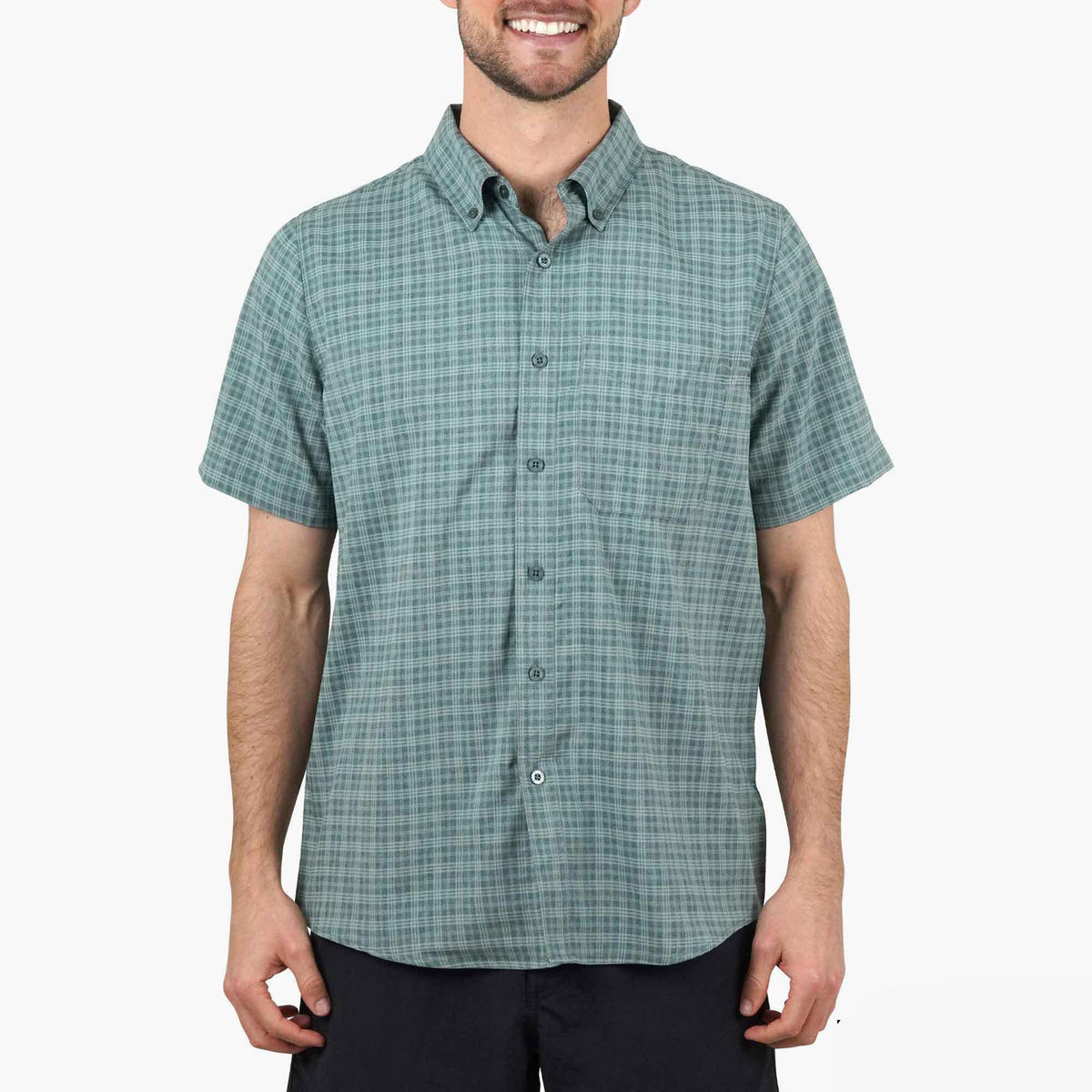 Mens AFTCO Dorsal Short Sleeve Button Down Shirt
