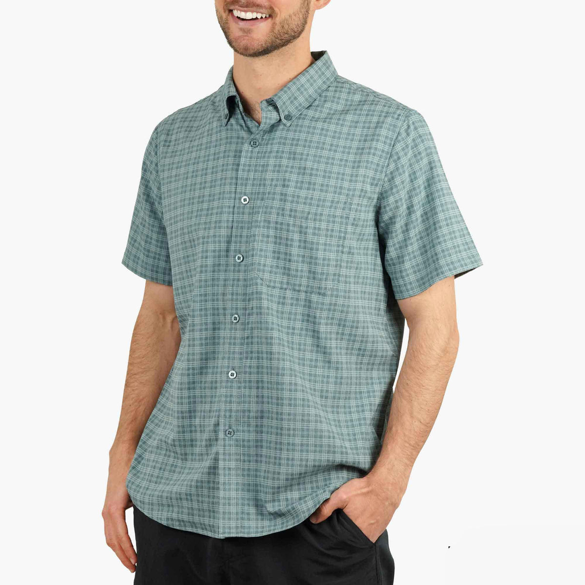 Mens AFTCO Dorsal Short Sleeve Button Down Shirt