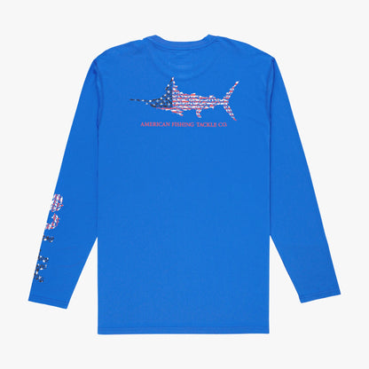 Mens AFTCO Jigfish Americana LS Performance Fishing Shirt