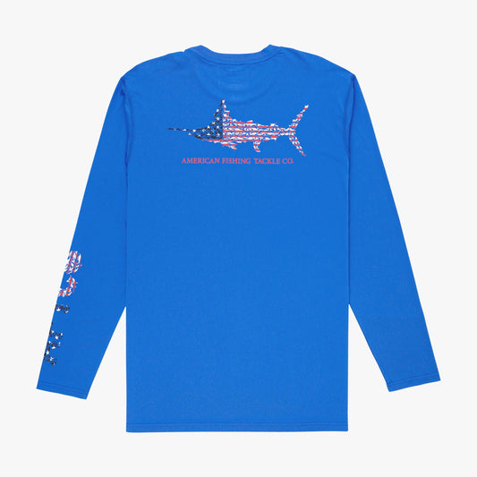 Mens AFTCO Jigfish Americana LS Performance Fishing Shirt