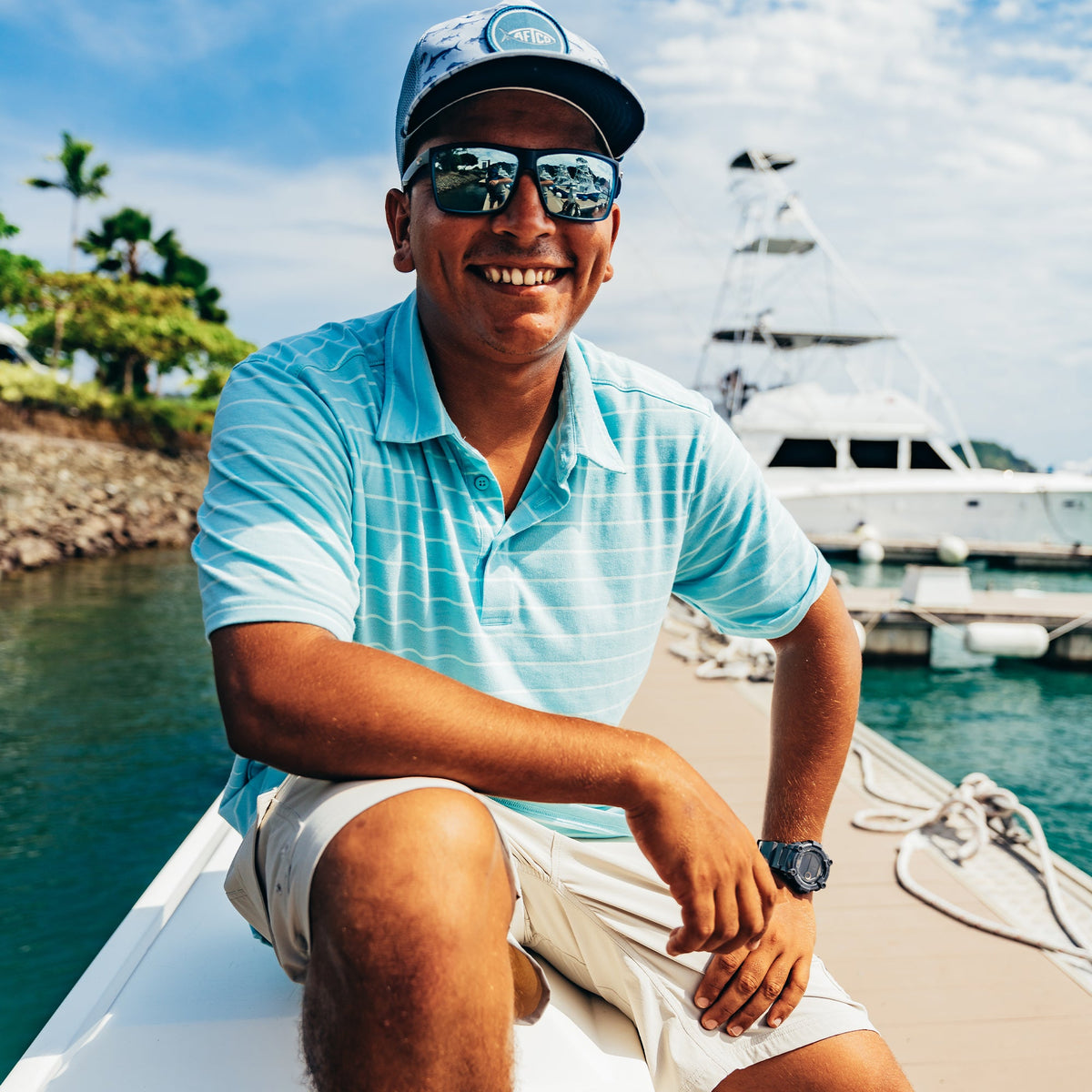 Mens AFTCO Butterfish Fishing Polo Shirt