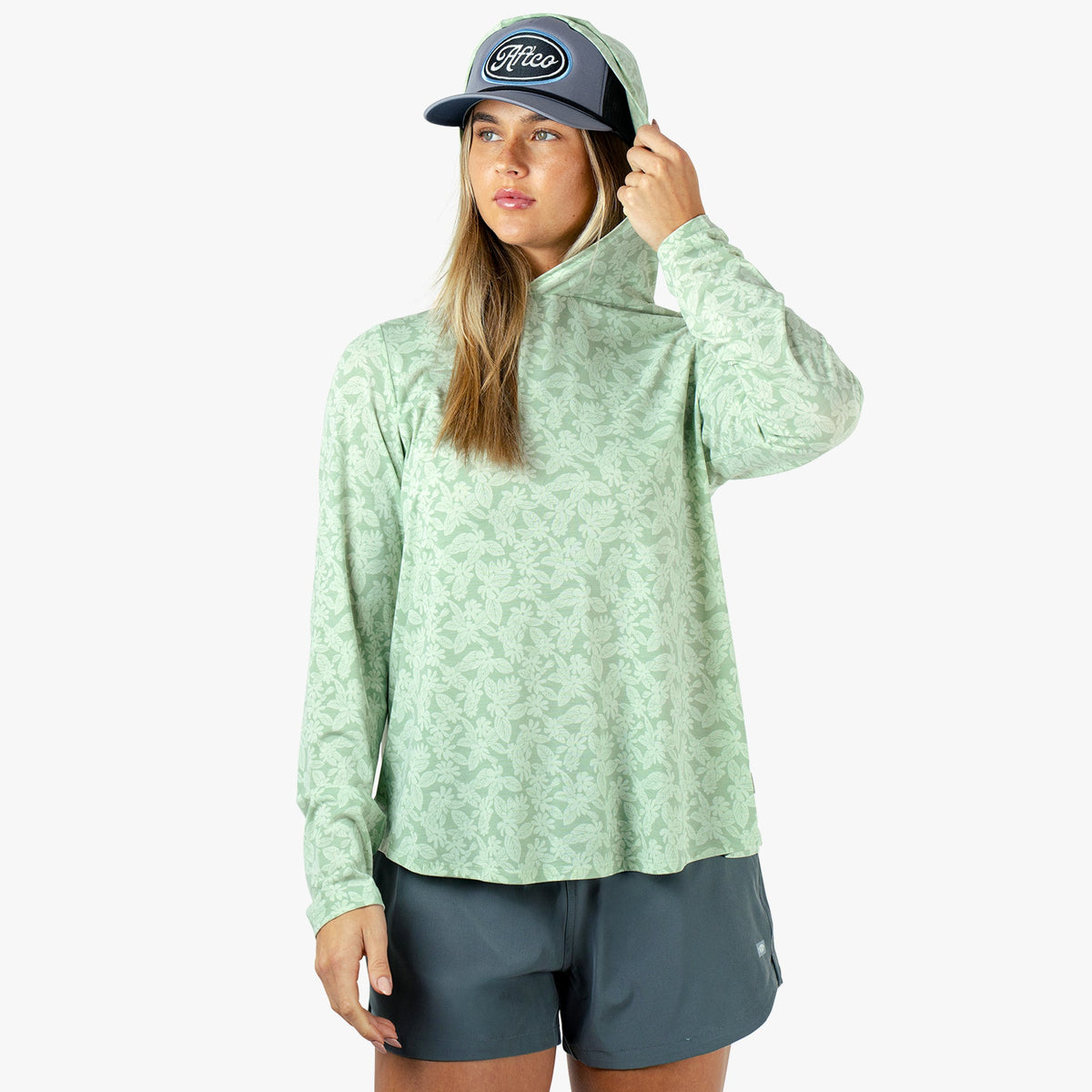 Womens AFTCO Women's Ocean Bound Hooded Performance Shirt