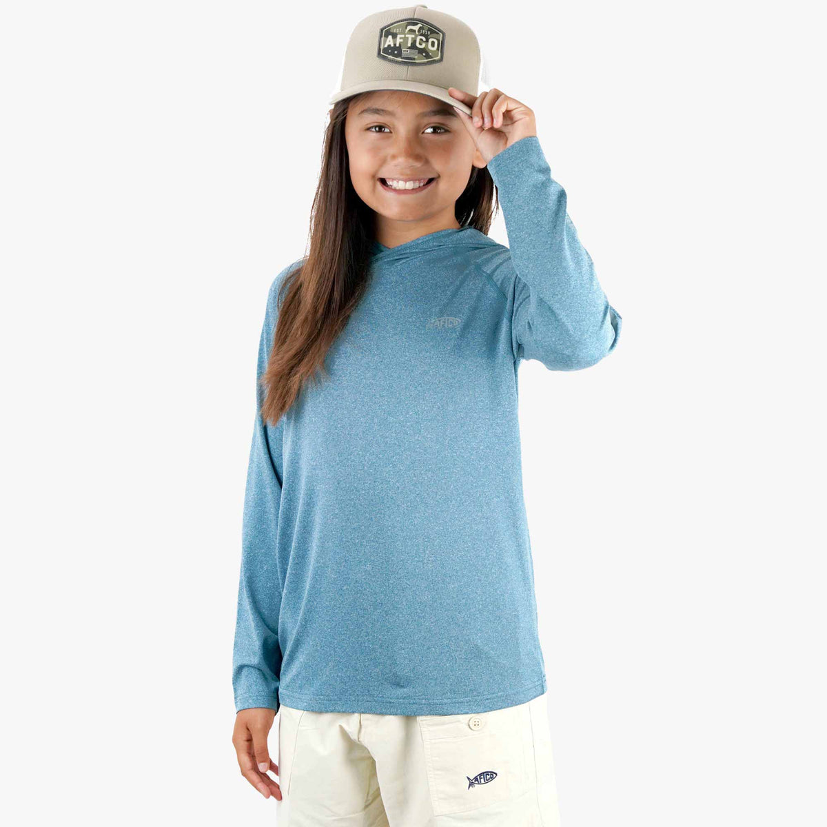 Kids AFTCO Youth Samurai Hood Performance LS Shirt