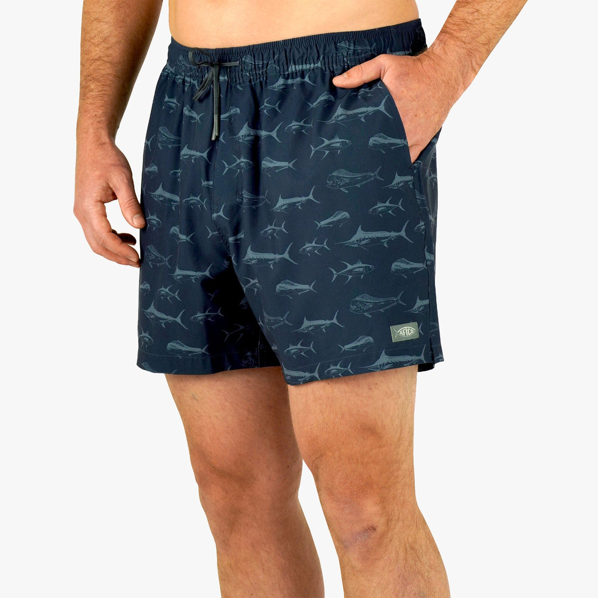 Mens AFTCO Strike Printed Swim Trunks