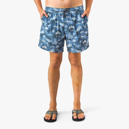 Mens AFTCO Strike Printed Swim Trunks
