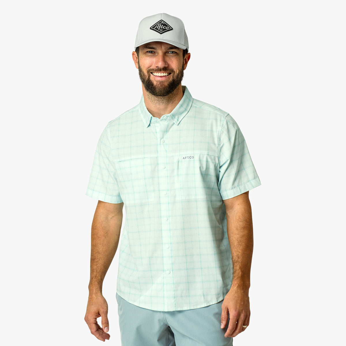 Mens AFTCO Seabreeze Short Sleeve Button Down Shirt
