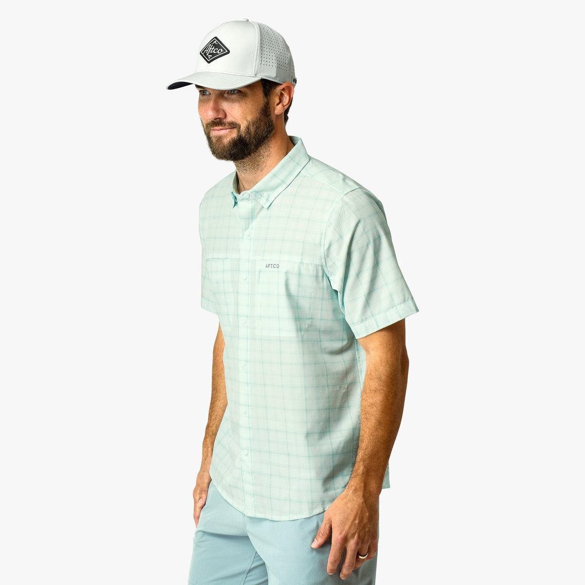 Mens AFTCO Seabreeze Short Sleeve Button Down Shirt