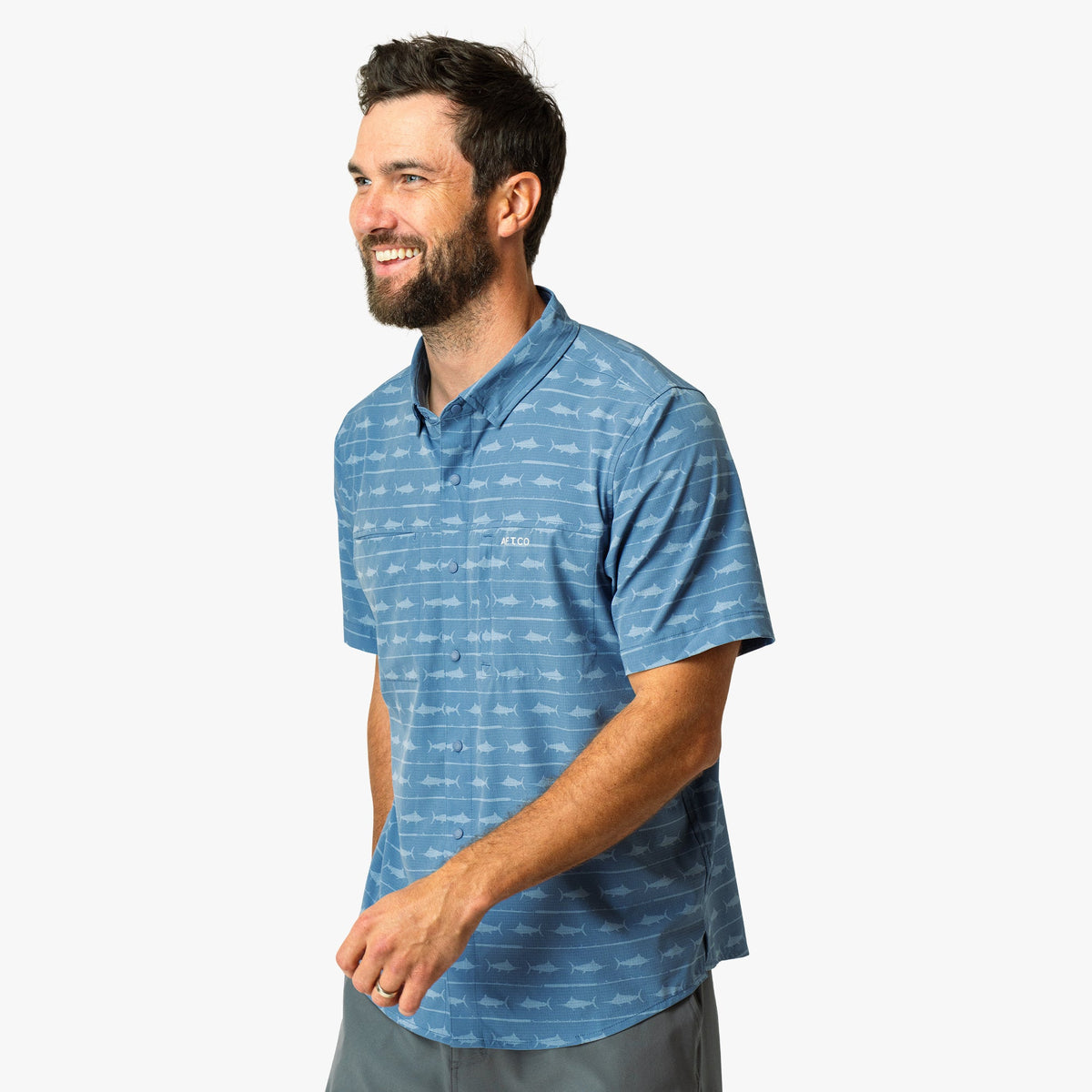 Mens AFTCO Seabreeze Short Sleeve Button Down Shirt