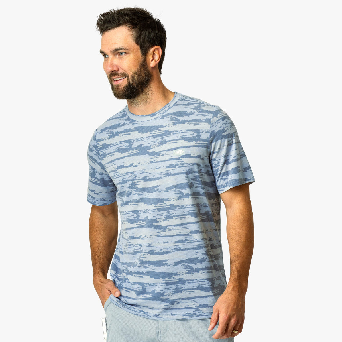 Mens AFTCO Ocean Bound Printed Short Sleeve Fishing Shirts