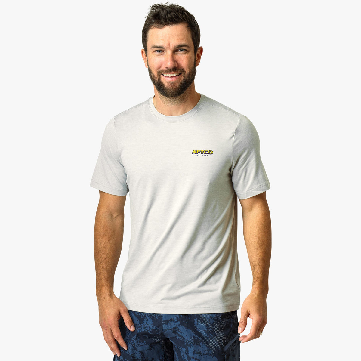 Mens AFTCO Greetings Short Sleeve Sun Protection Shirt