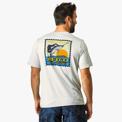 Mens AFTCO Greetings Short Sleeve Sun Protection Shirt