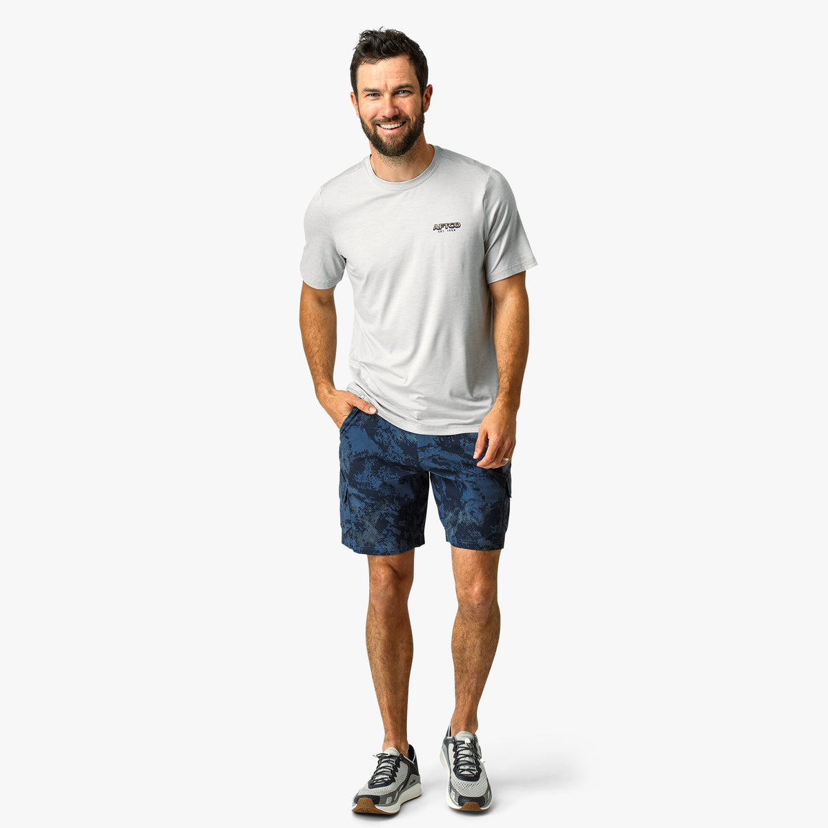 Mens AFTCO Greetings Short Sleeve Sun Protection Shirt