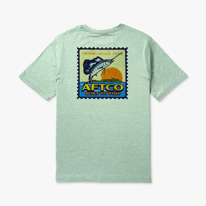 Mens AFTCO Greetings Short Sleeve Sun Protection Shirt