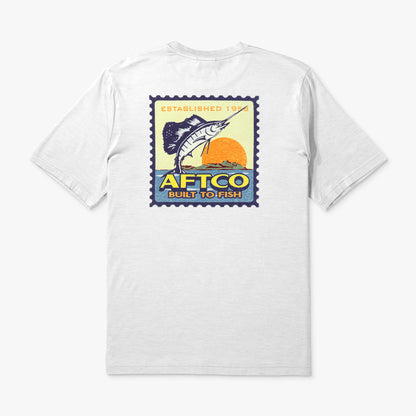 Mens AFTCO Greetings Short Sleeve Sun Protection Shirt
