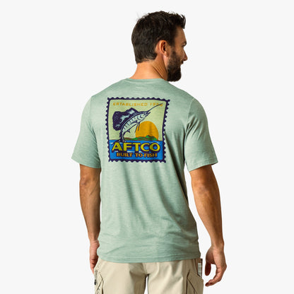 Mens AFTCO Greetings Short Sleeve Sun Protection Shirt