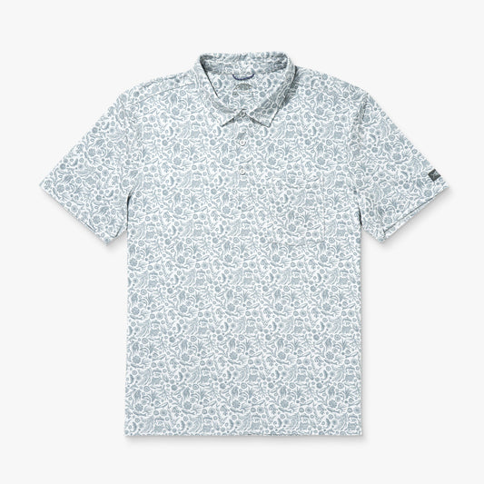 Mens AFTCO Qualifier Printed Performance Polo Shirt