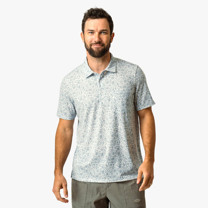 Mens AFTCO Qualifier Printed Performance Polo Shirt