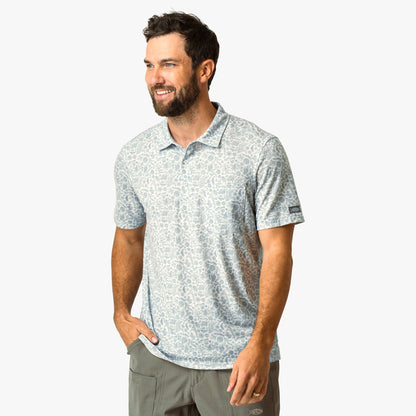 Mens AFTCO Qualifier Printed Performance Polo Shirt