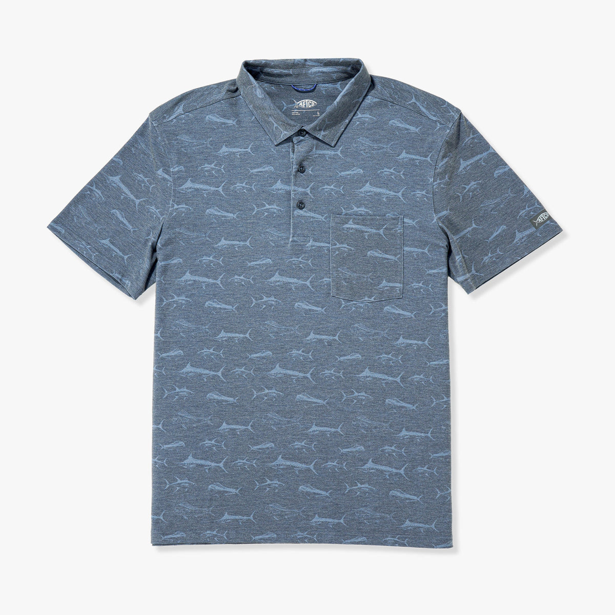 Mens AFTCO Qualifier Printed Performance Polo Shirt