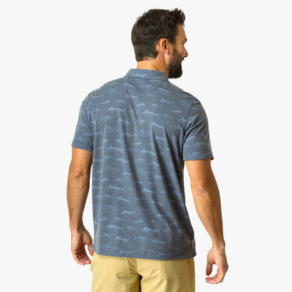 Mens AFTCO Qualifier Printed Performance Polo Shirt