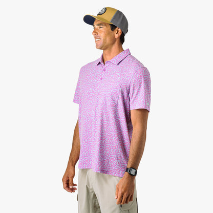 Mens AFTCO Qualifier Printed Performance Polo Shirt