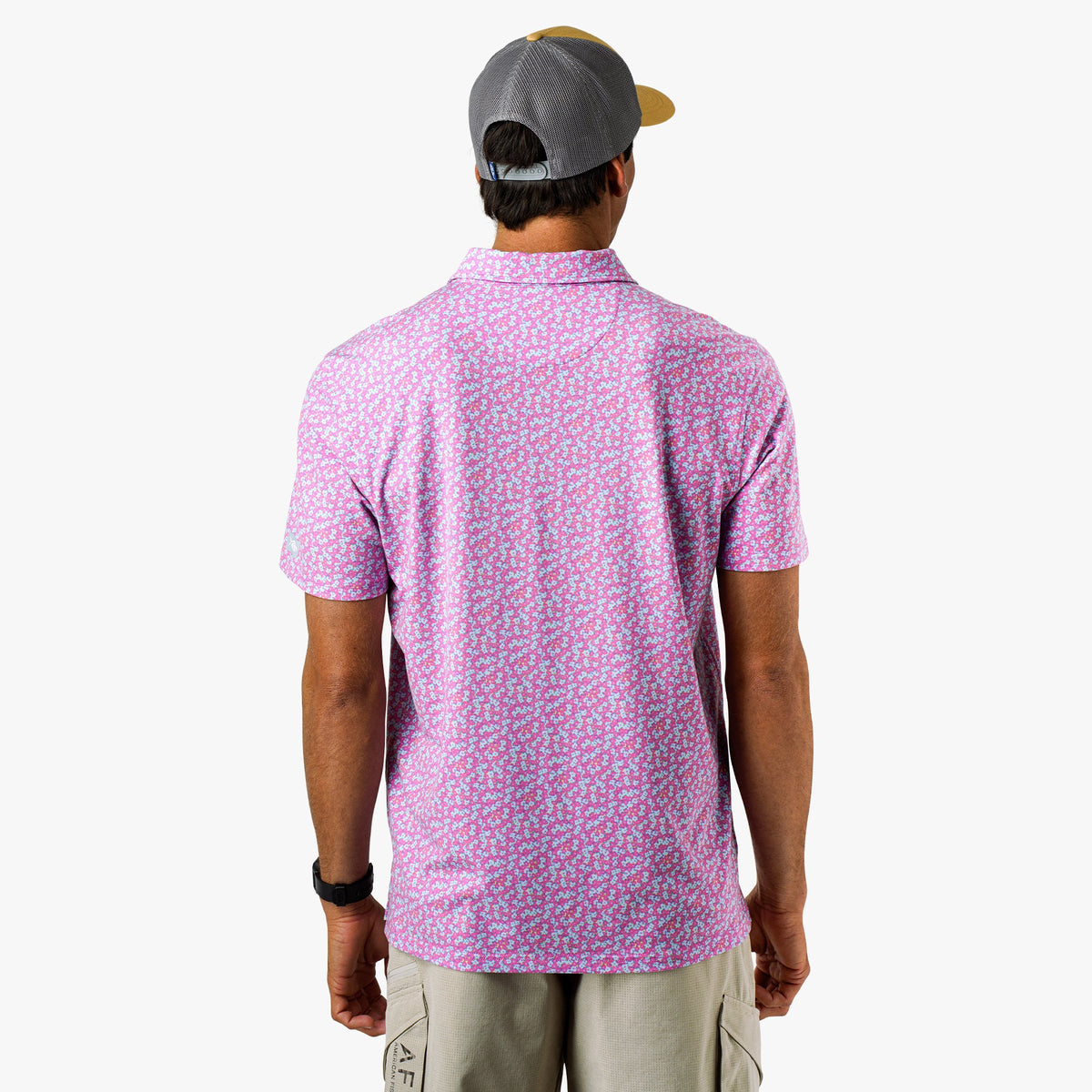 Mens AFTCO Qualifier Printed Performance Polo Shirt