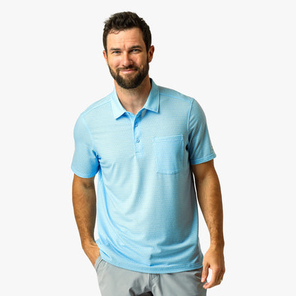 Mens AFTCO Qualifier Printed Performance Polo Shirt