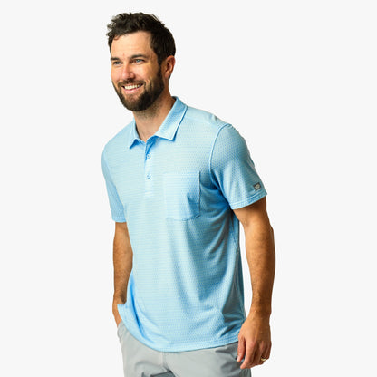 Mens AFTCO Qualifier Printed Performance Polo Shirt