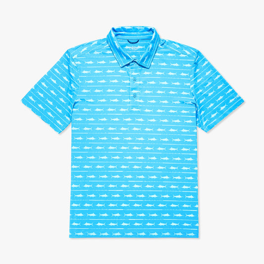 Mens AFTCO Boatbar Printed Performance Polo Shirt