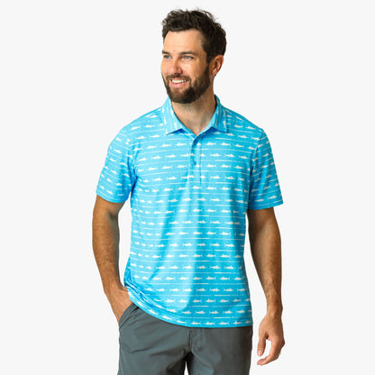 Mens AFTCO Boatbar Printed Performance Polo Shirt