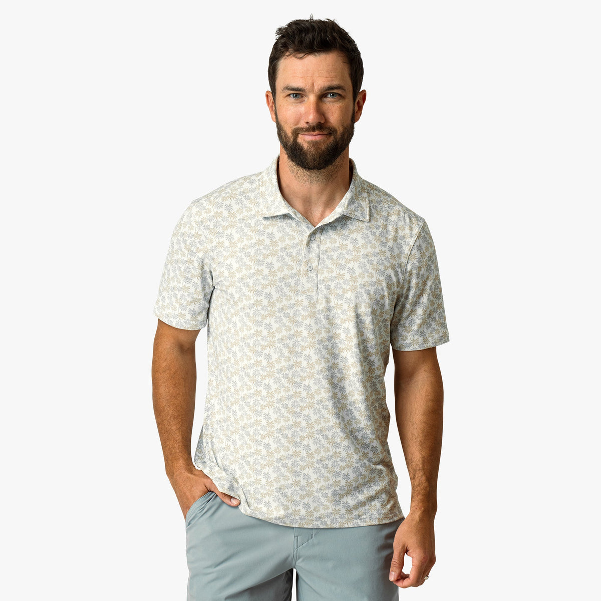 Mens AFTCO Boatbar Printed Performance Polo Shirt