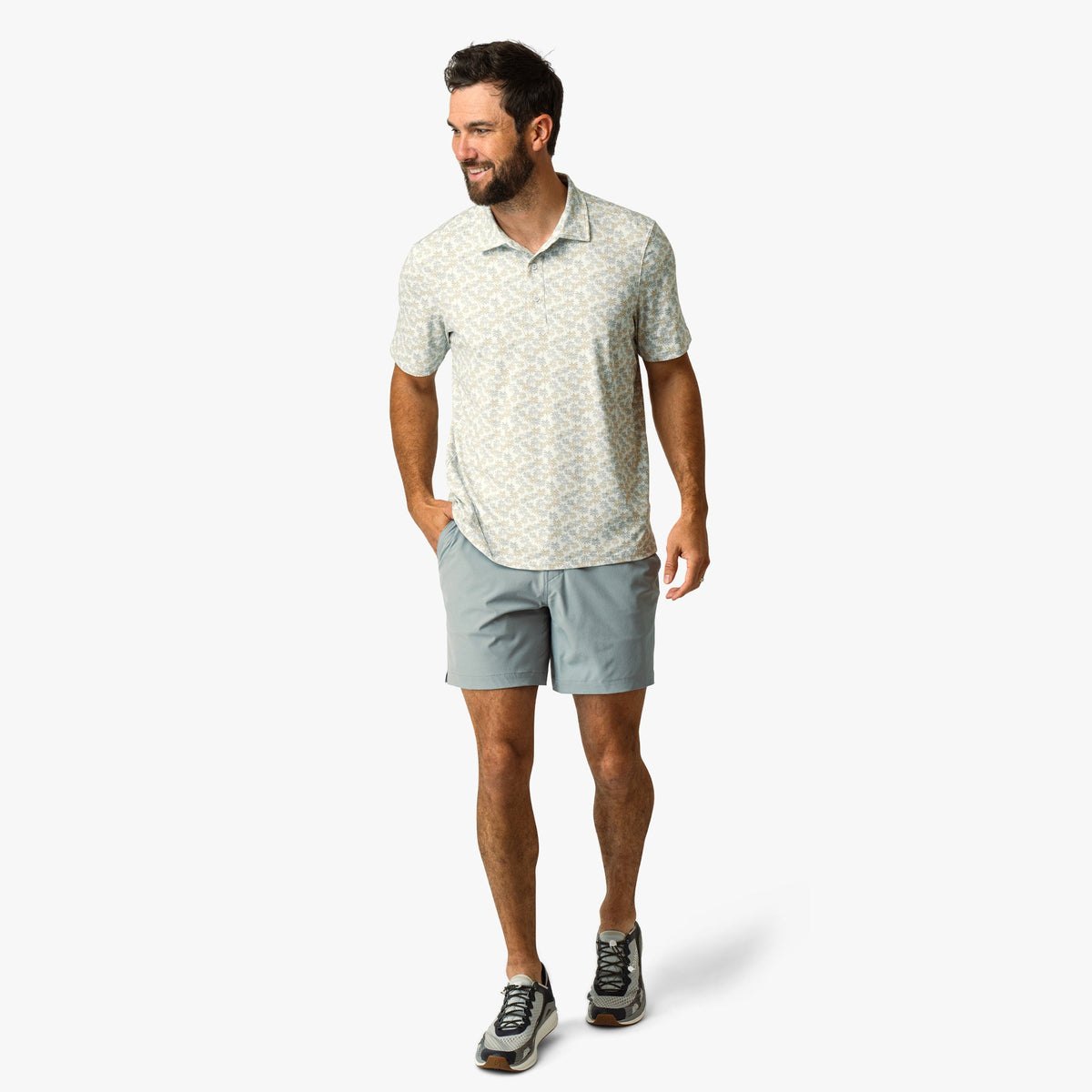 Mens AFTCO Boatbar Printed Performance Polo Shirt