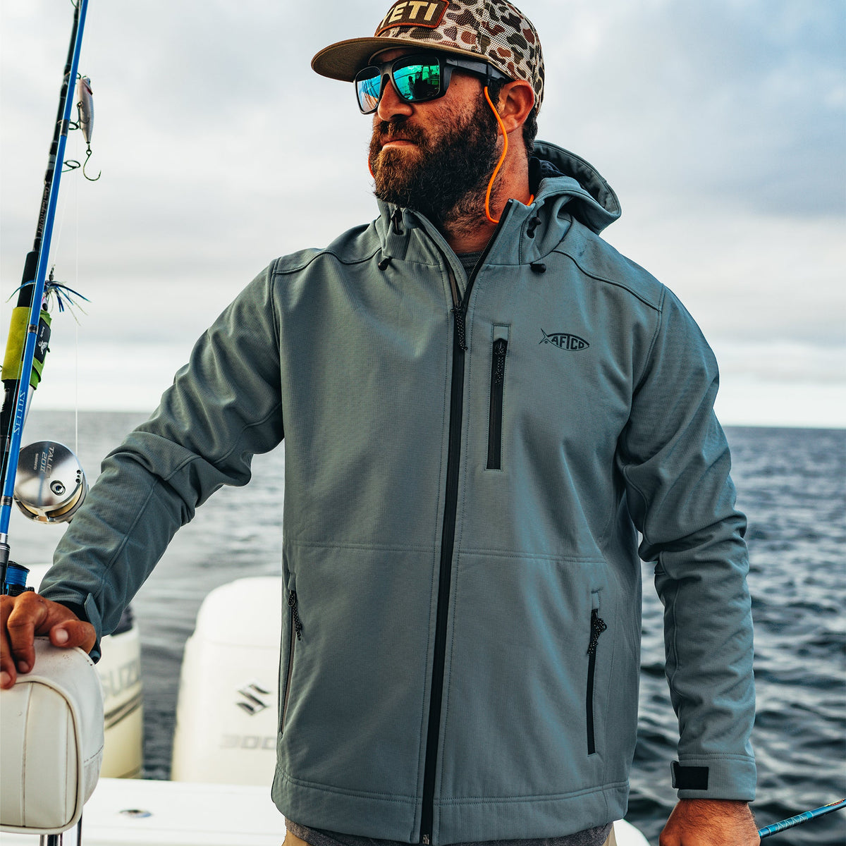 Mens AFTCO Reaper Softshell Zip Up Jacket