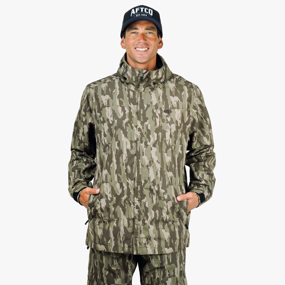 Mens AFTCO Crossing Printed Camo Fishing Jacket