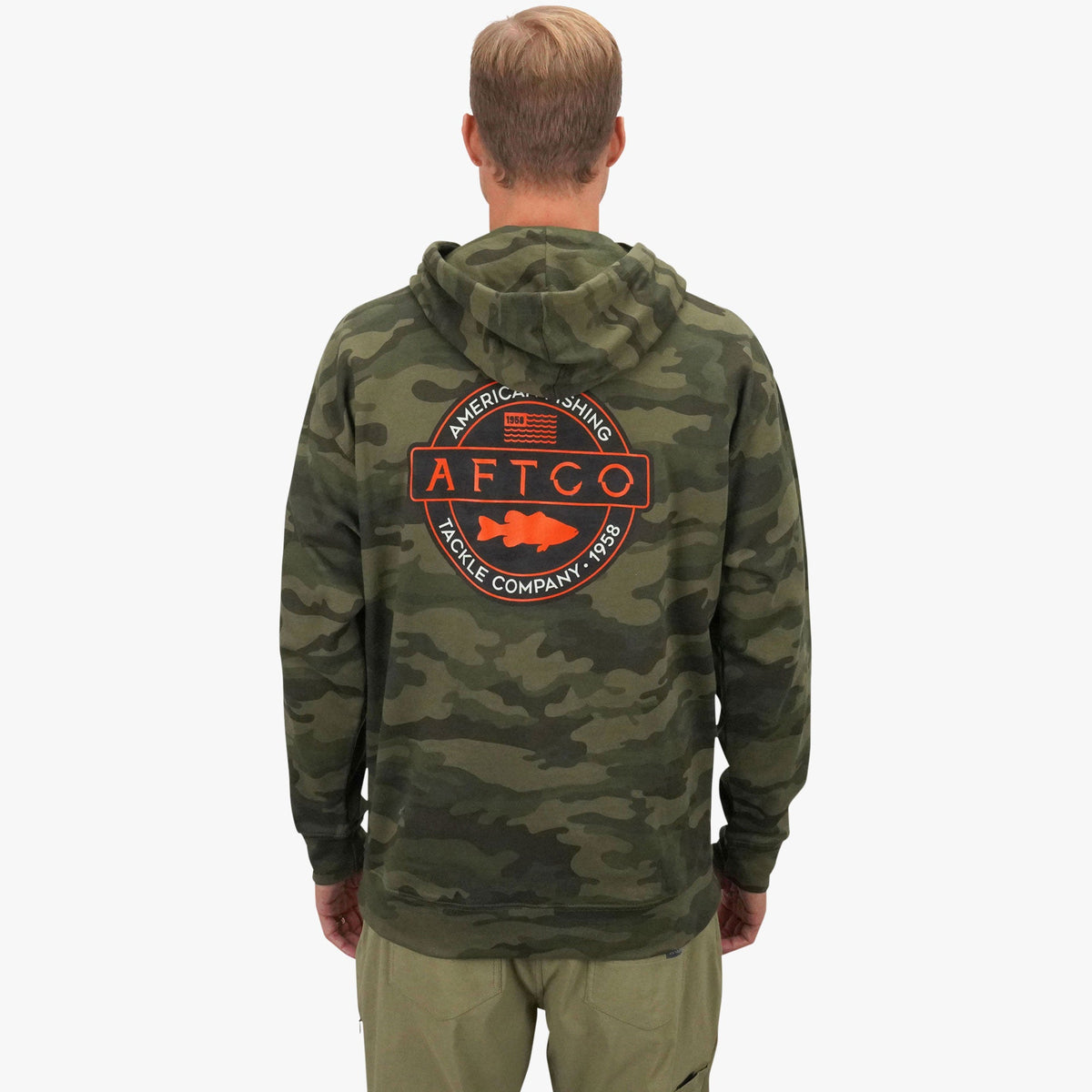 Mens AFTCO Bass Patch Pullover Hoodie
