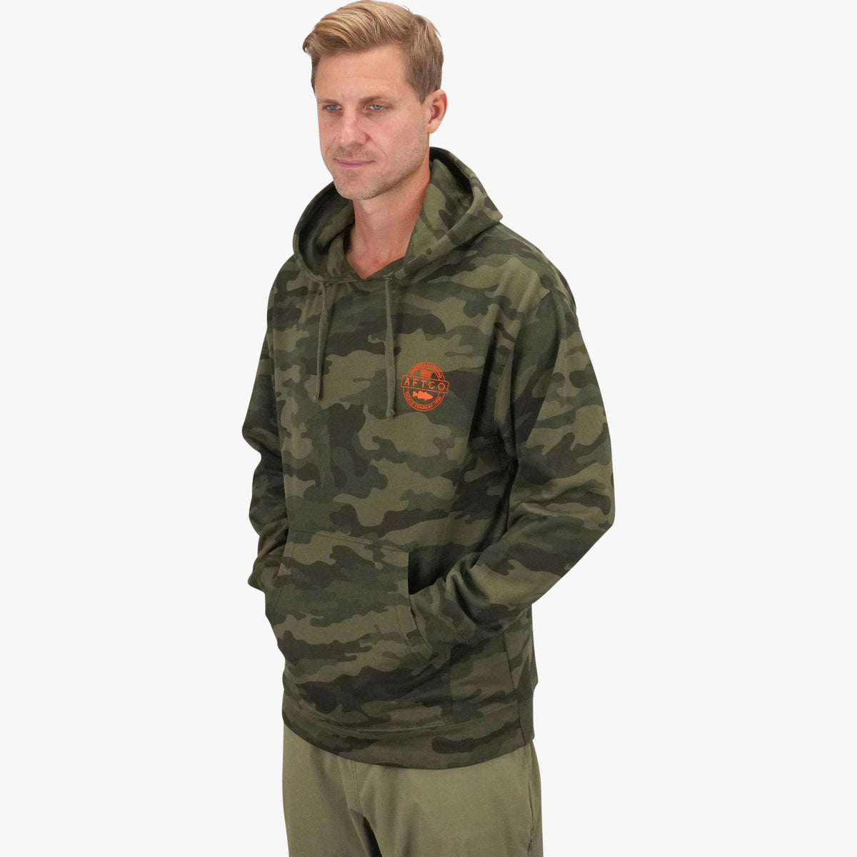 Mens AFTCO Bass Patch Pullover Hoodie