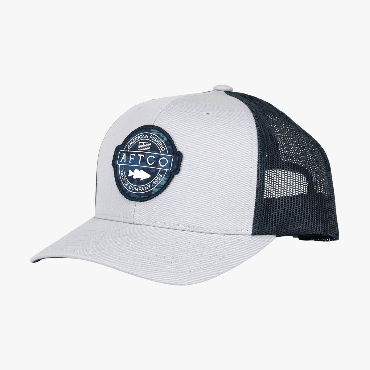 Mens AFTCO Bass Patch Trucker Hat