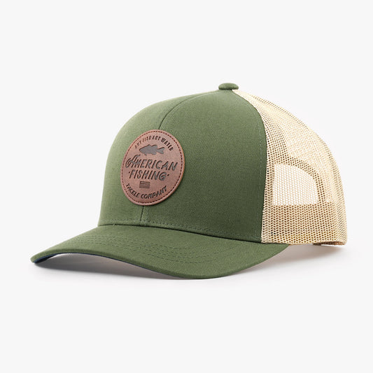 Mens AFTCO Lemonade Leather Trucker Hat