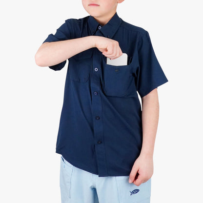 Kids|Mens AFTCO Youth Rangle Short Sleeve Woven Tech Tees