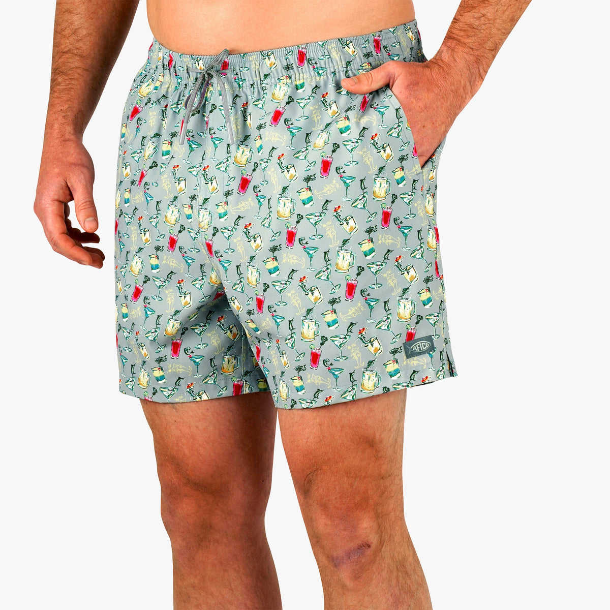 Mens AFTCO Strike Printed Swim Trunks