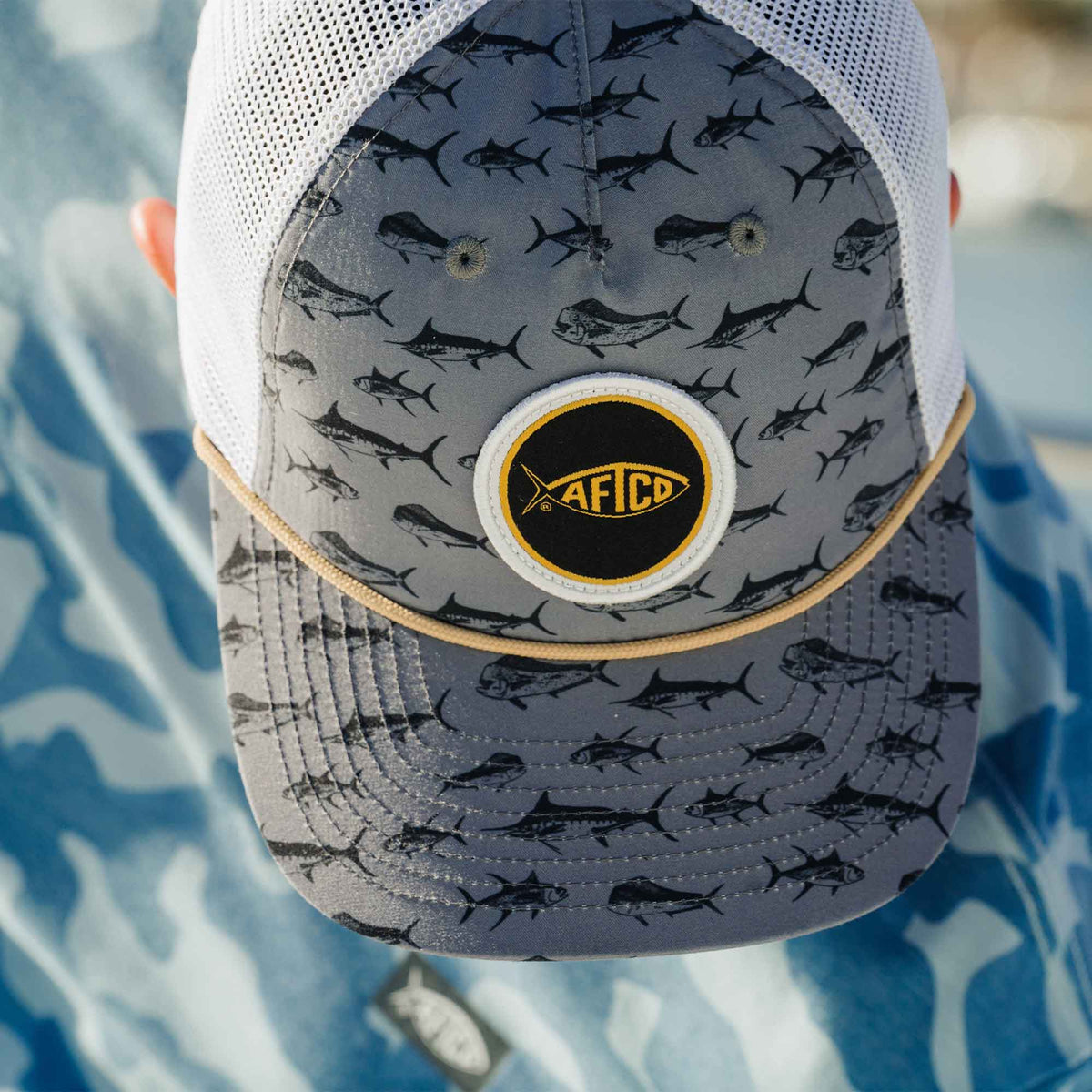 Mens AFTCO Big 3 Fishing Trucker Hat