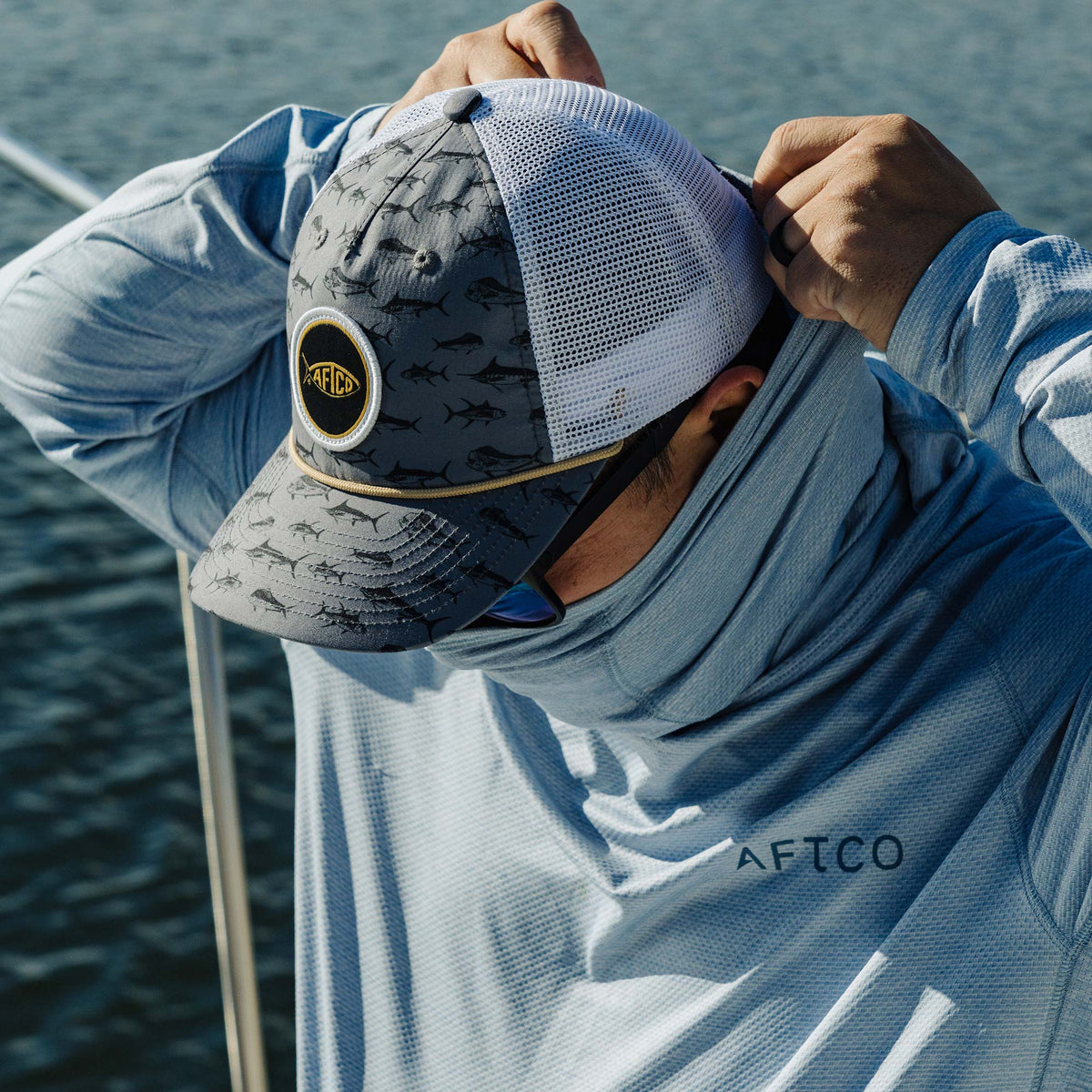 Mens AFTCO Big 3 Fishing Trucker Hat