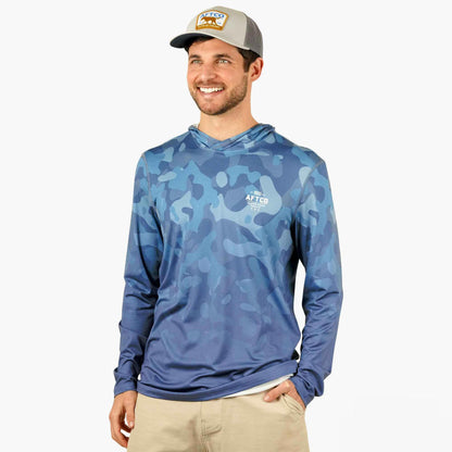 Mens AFTCO OG Camo UVX LS Hooded Fishing Shirt