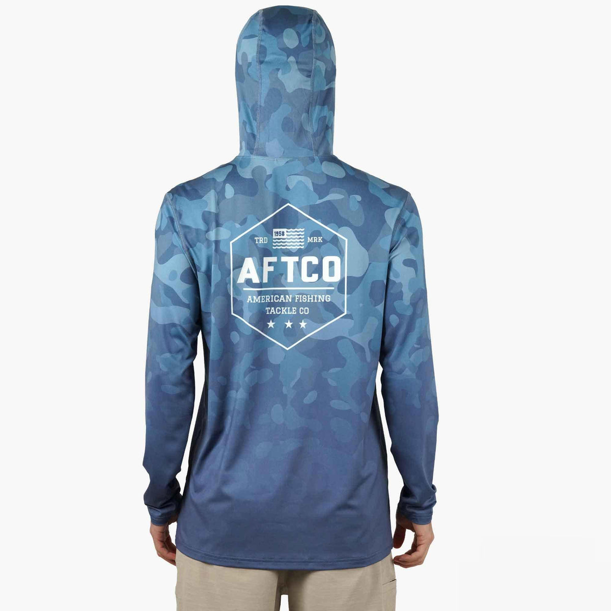 Mens AFTCO OG Camo UVX LS Hooded Fishing Shirt