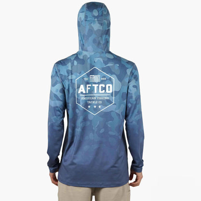 Mens AFTCO OG Camo UVX LS Hooded Fishing Shirt